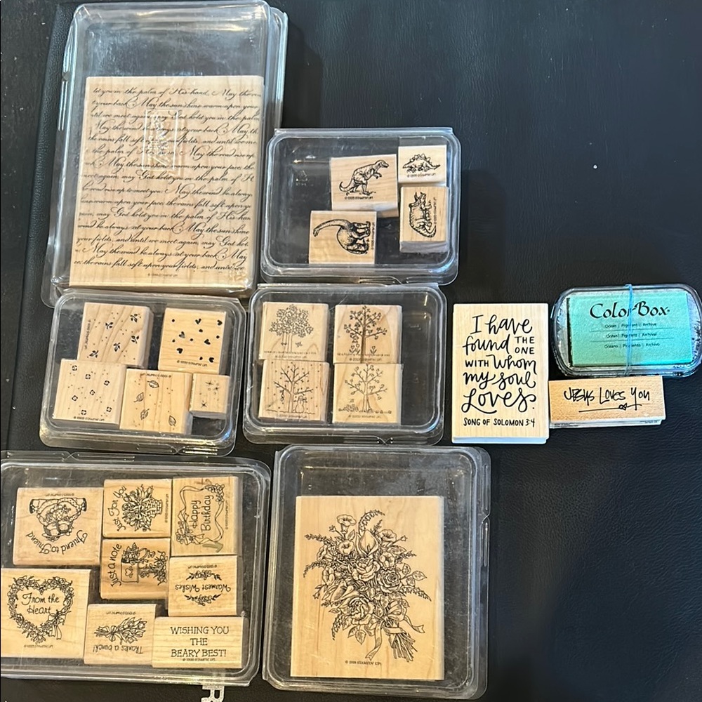 Assorted Rubber Stamp Collection with Ink Pad